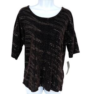 Candid Soul Women's Sequin Top in Black/Rose Gold Size Large